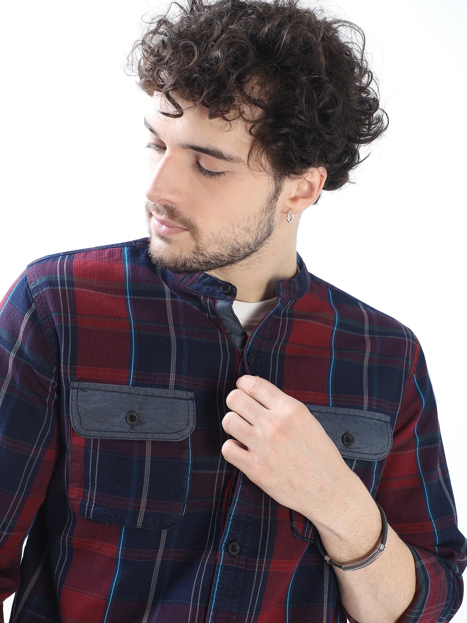 Chinese Neck Shirt - Shop Double Pocket Check Shirts OnlineRs. 1449.00