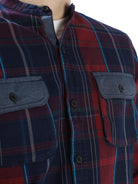 Scarlet Red and Navy Blue Indigo Double Pocket Shirt for Men 