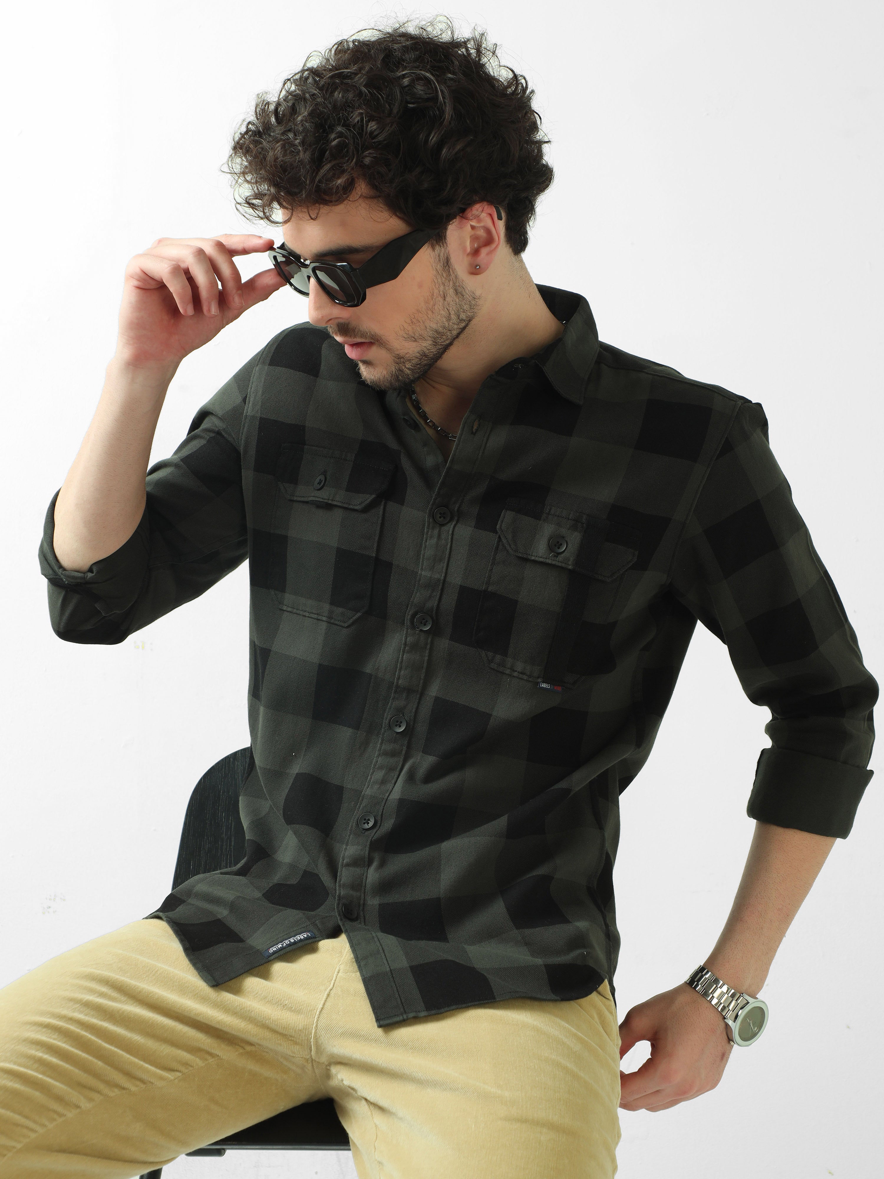 Shop Latest green and black check shirt OnlineRs. 1359.00