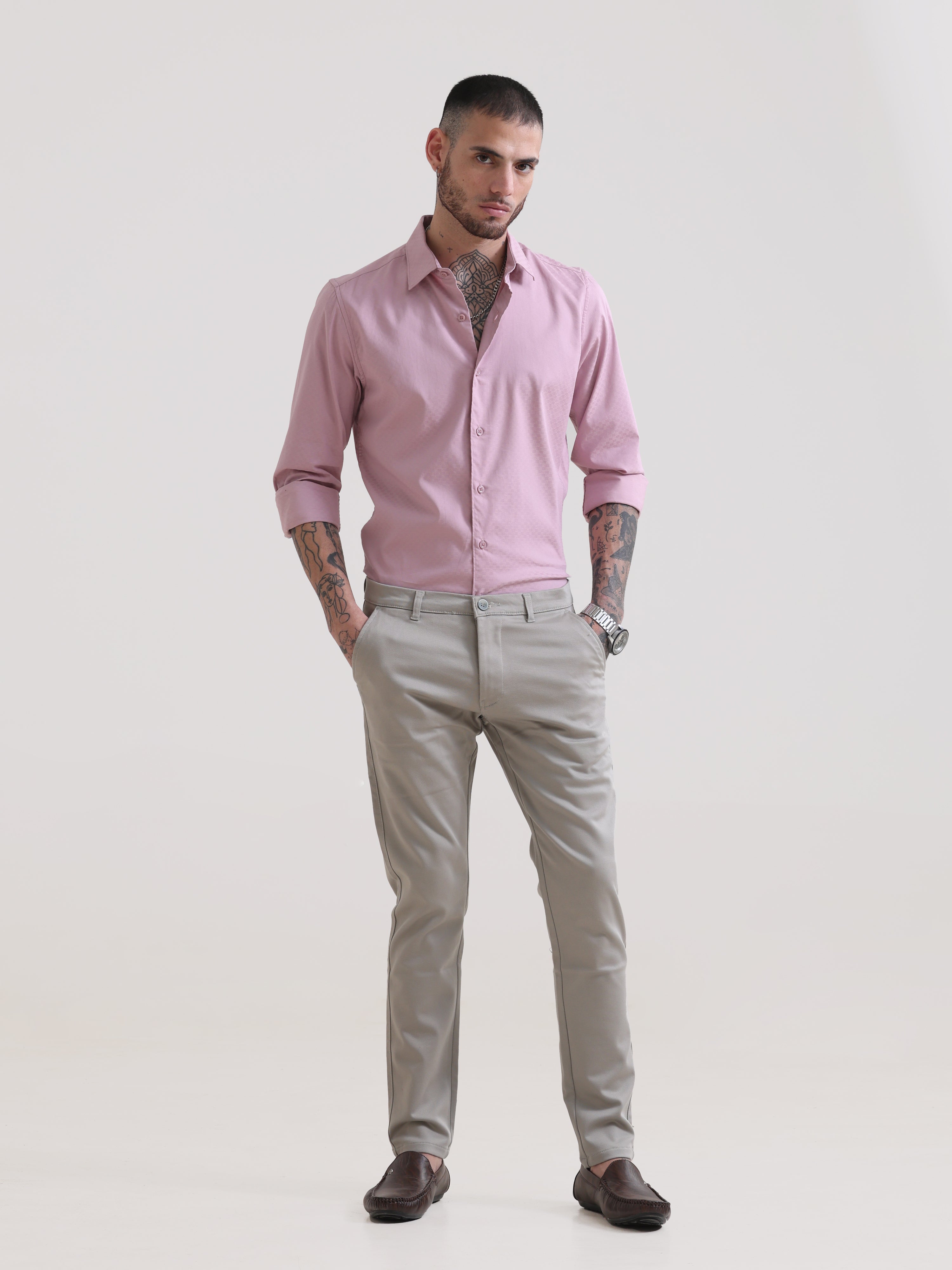 Salmon Peach Textured Solid ShirtRs. 1399.00