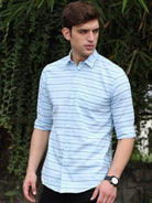 Shop Latest Superior Blue Striped Casual Shirts For Men OnlineRs. 1299.00