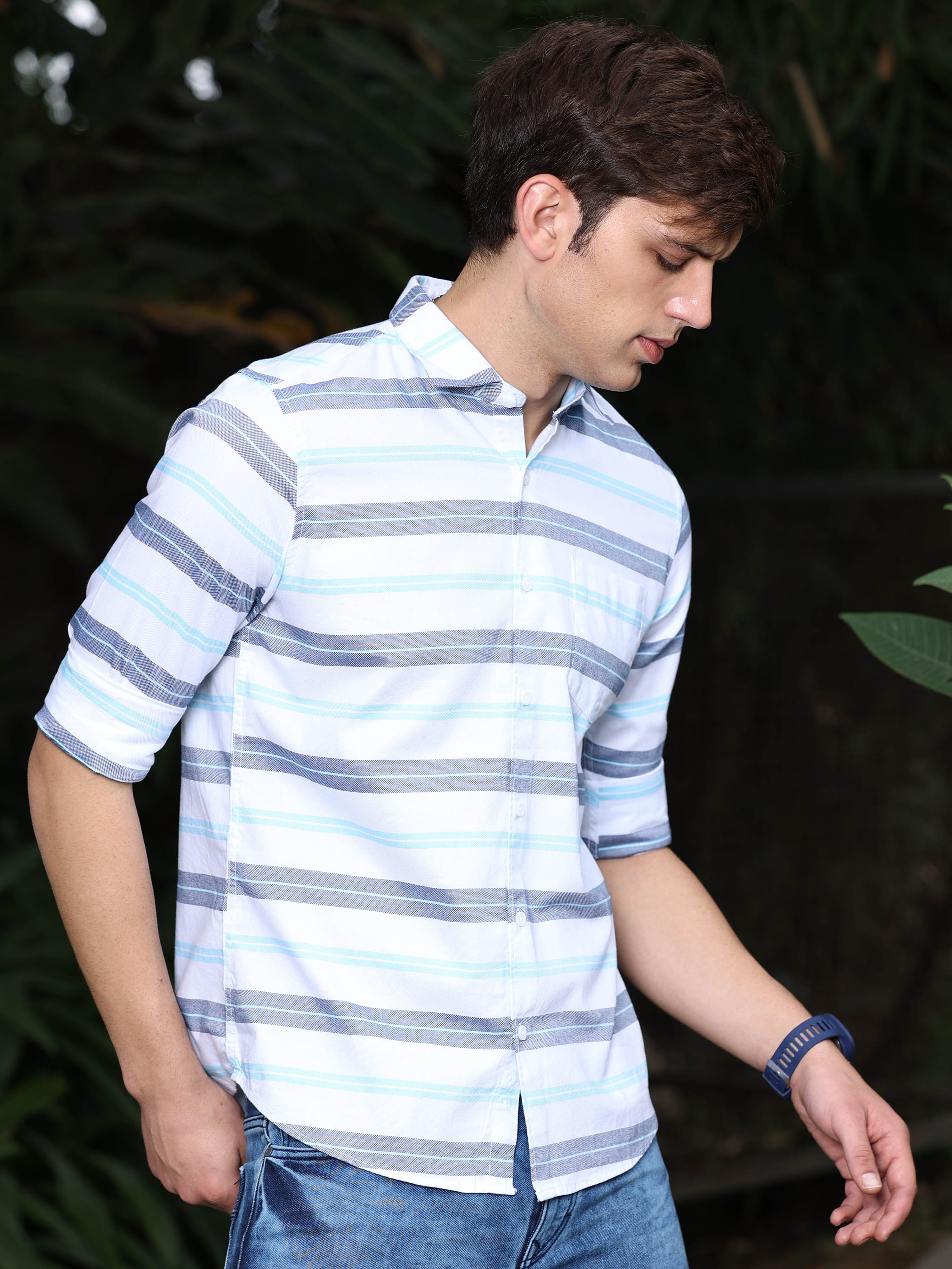 Buy Stylish Premium Broad Men's Striped Casual Shirt OnlineRs. 1399.00