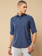 Buy Latest Navy Blue Check Shirt for Men OnlineRs. 1199.00