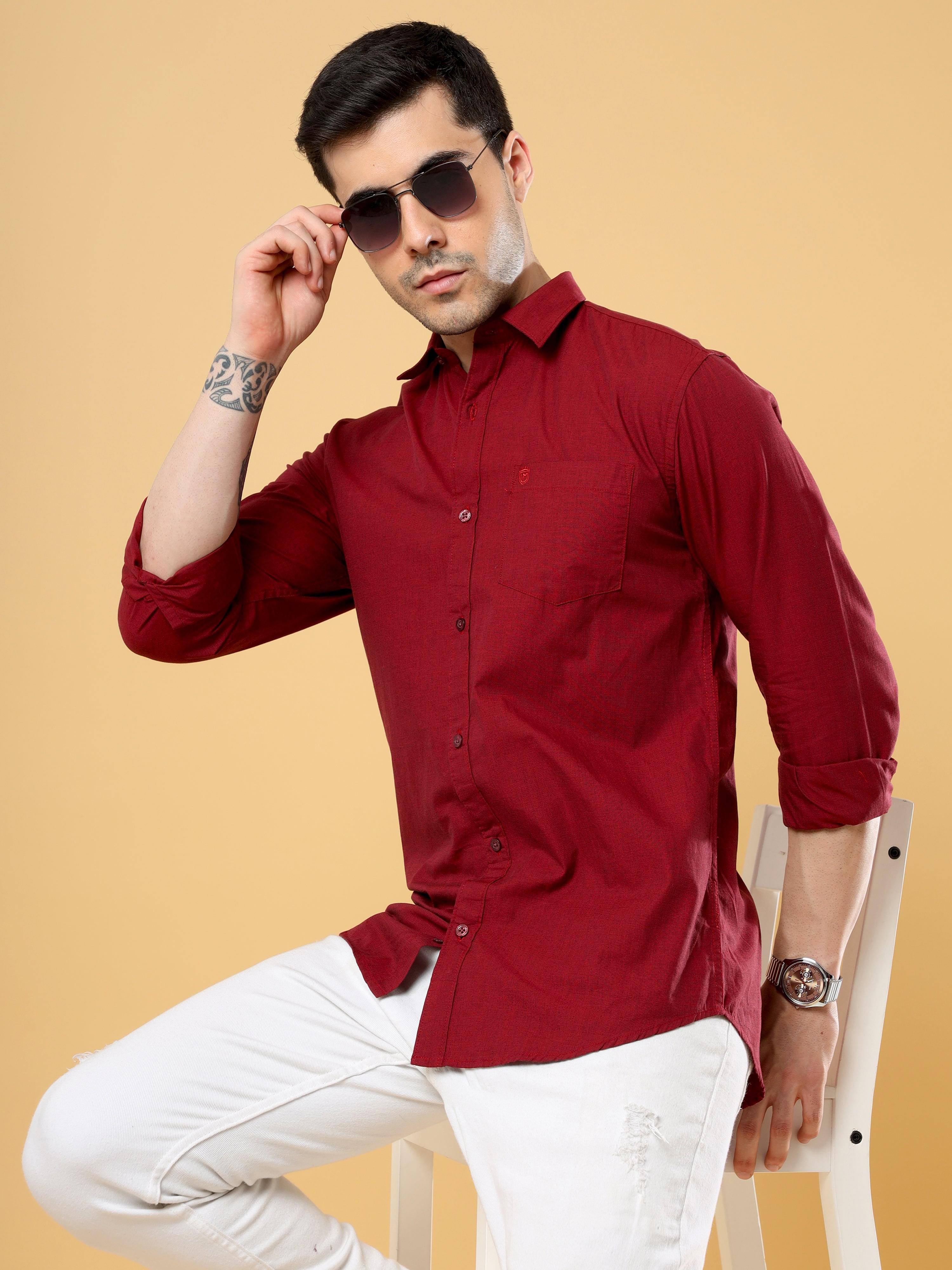 Shop Stylish Plain Maroon Shirt Online At Great PriceRs. 1039.00