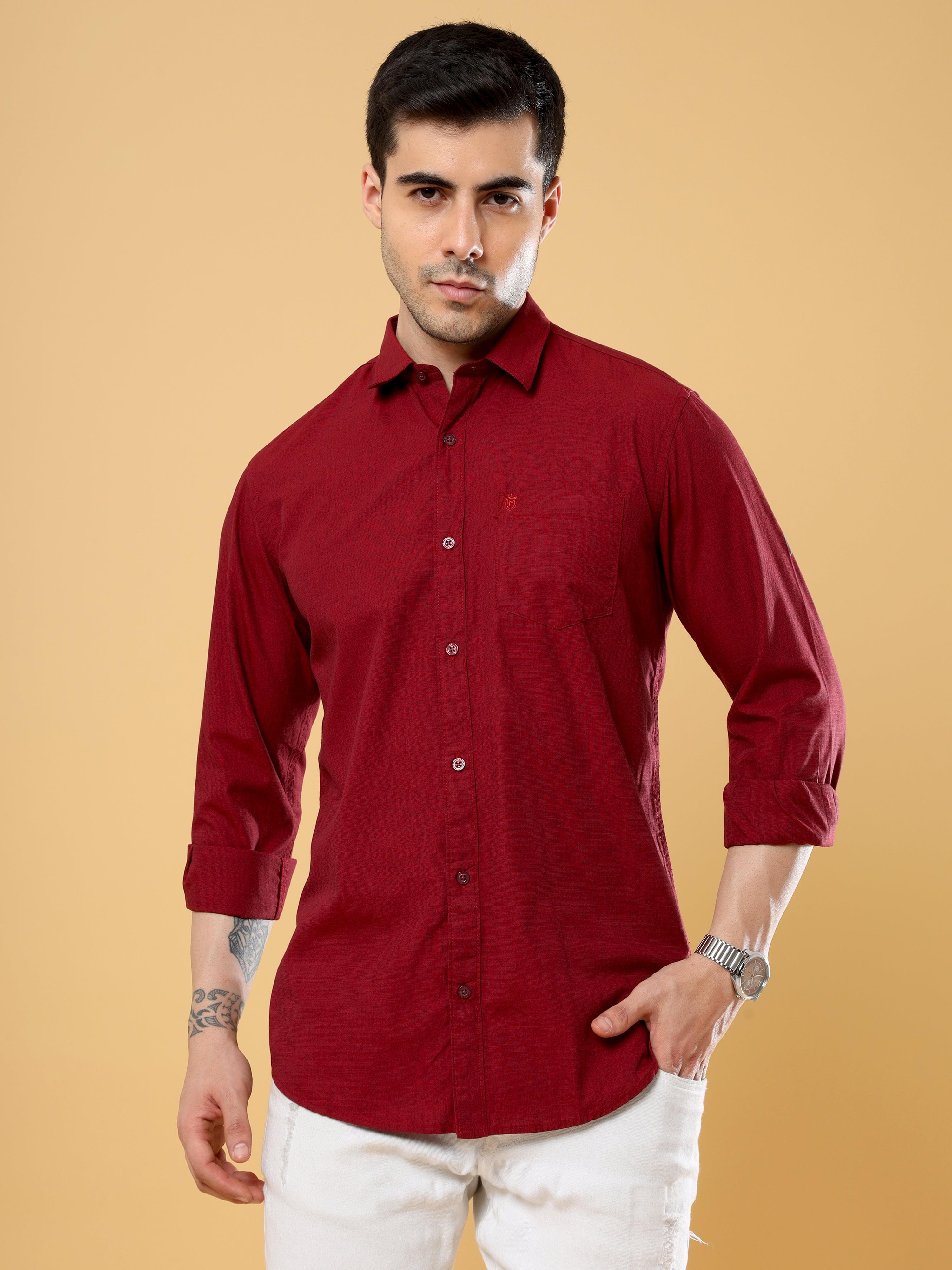 Fil-a-fil Maroon Shirt