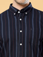 Shop Latest Navy Blue Striped Shirt Fabric For Men OnlineRs. 1099.00