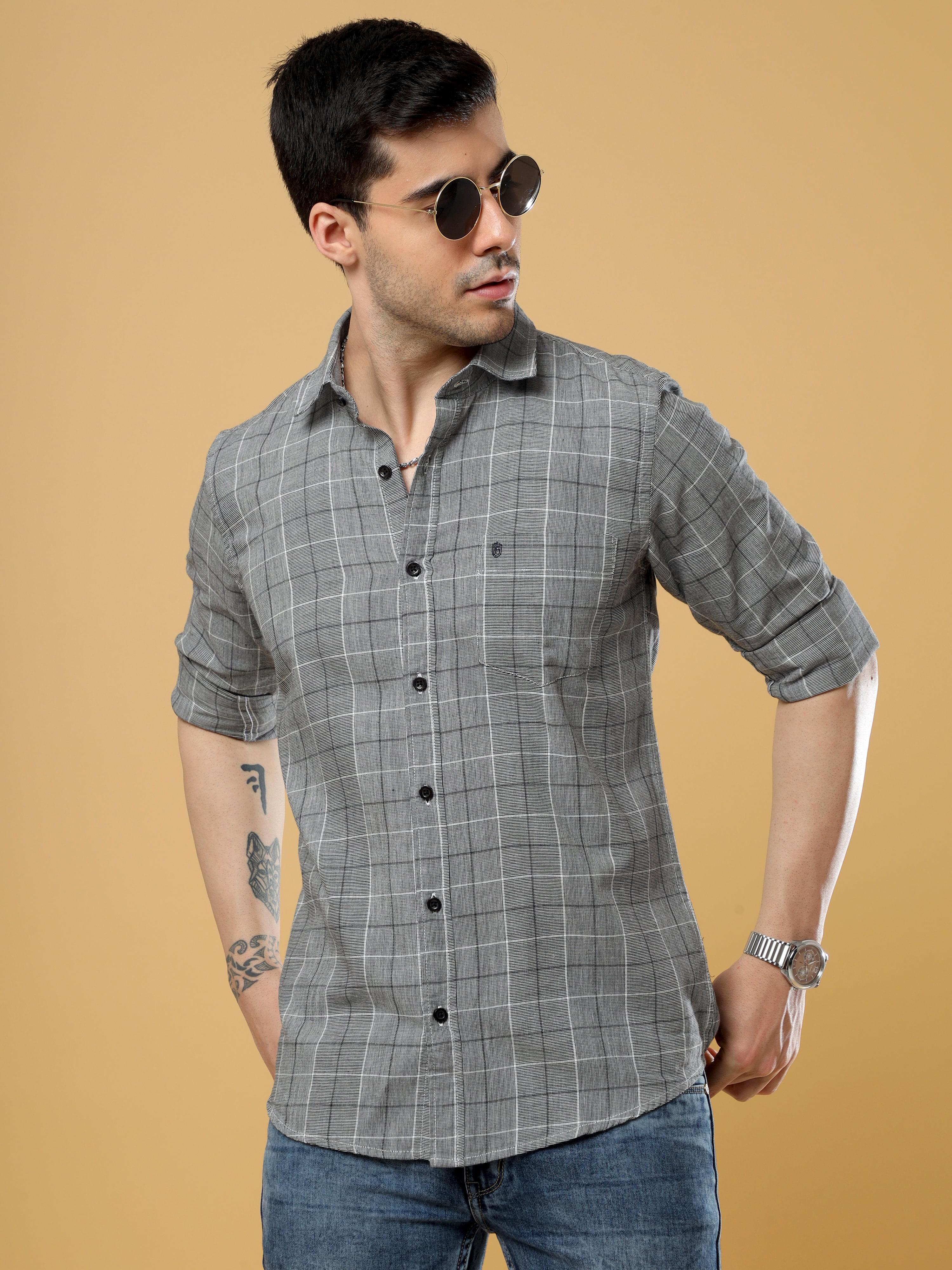 Buy Trendy Black And Grey Check Shirt Online In IndiaRs. 1299.00