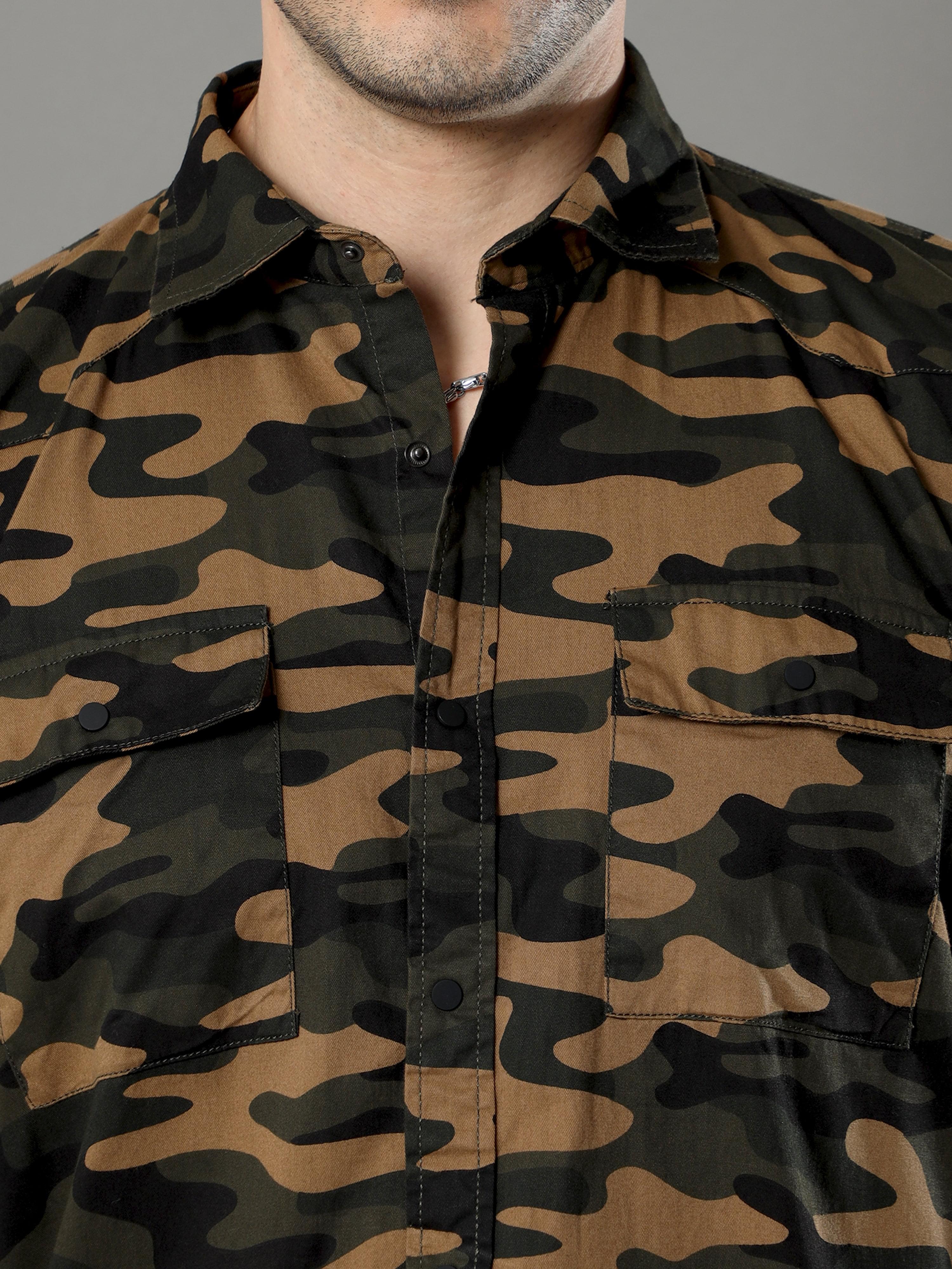 Buy Double Pocket Army Print Shirt Online at MilesKartRs. 1049.00