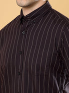 Coffee Brown Premium Oxford Vertical Stripes Shirt