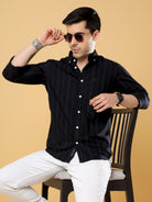 Buy Latest Navy Blue Striped Slim Fit Shirt Online In IndiaRs. 999.00