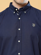 Shop Trendy Navy Blue Single Colour Shirt OnlineRs. 799.00