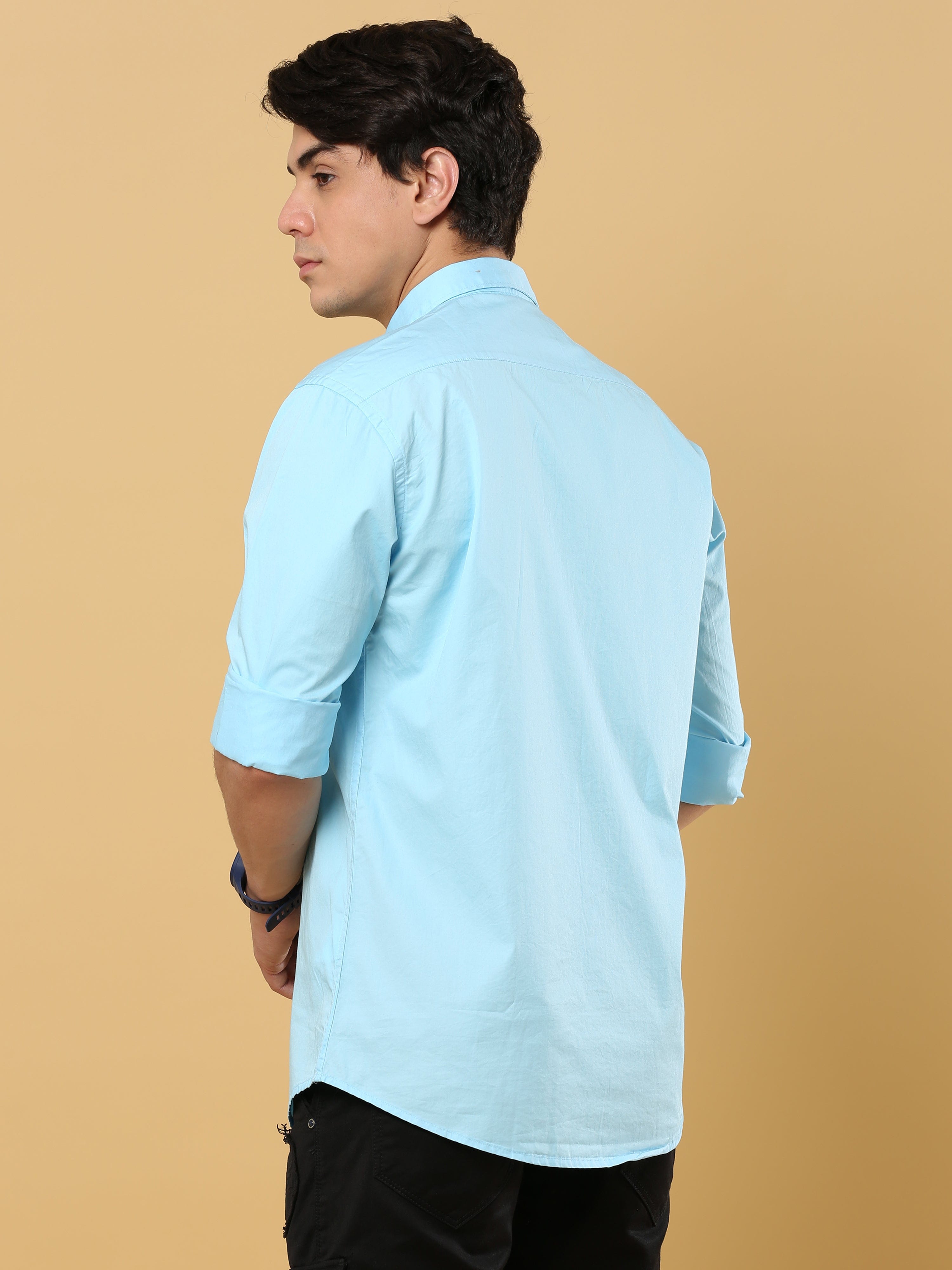 Buy Stylish Solid Sky Blue Color Shirt Online In IndiaRs. 999.00