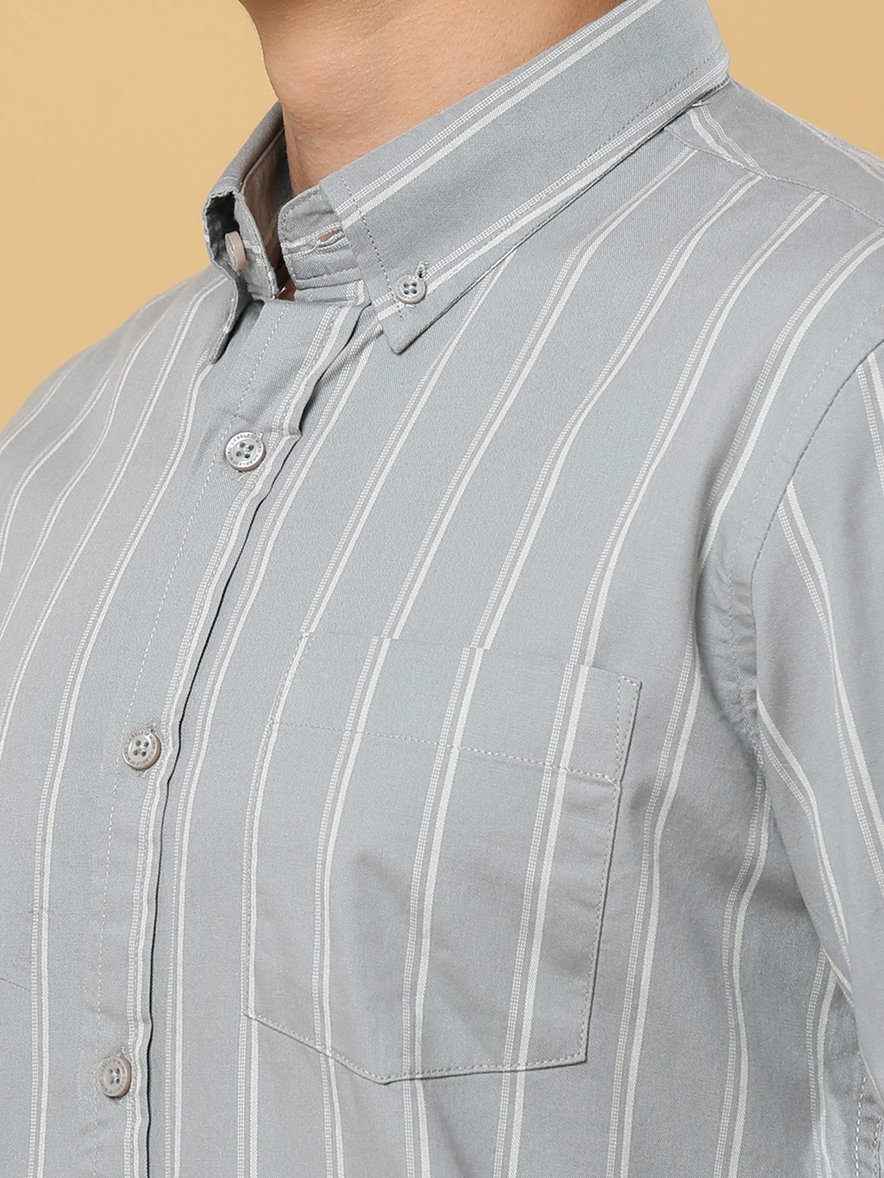Buy Stylish Grey Striped Shirt At Amazing PriceRs. 1019.00